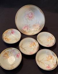 Antique Serving Bowl And Fruit Dishes Marked PSAG Bavaria Germany