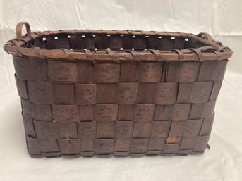 ANTIQUE WOVEN BASKET #8- Finely Folk Art Painted Throughout