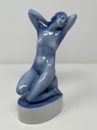 Zsolnay Pecs Art Deco Blue Hand Glazed Nude Figurine