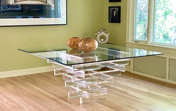 Stunning  Gorgeous Stacked Acrylic & Glass Dining Table