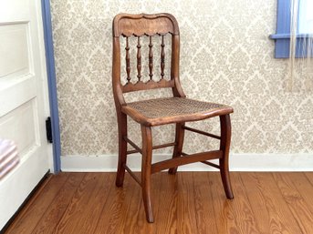 A Gorgeous, Petite Antique Side Chair With Caned Seat