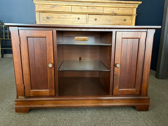 Cherry TV Cabinet Console With Adjustable Glass Shelves