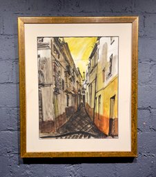 Vintage Jack Fenstermacher Parisian Street Scene Watercolor