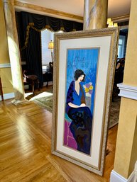 Itzchak Tarkay 'Lady Posing With Flowers' Signed & Numbered Framed Serigraph
