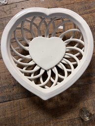 Large Heart Shaped Woven Ceramic Bread Basket