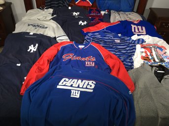 Fantastic Group Of Over 15 Pieces GIANTS - YANKEES & RANGERS Apparel - All XL / L - WOULD BE BIG $ TO REPLACE