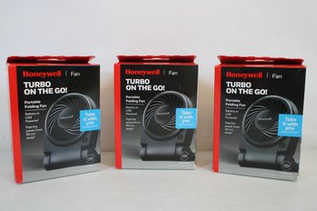 Lot Of Three Turbo On The Go Honeywell Portable Folding Fan