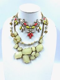 Trio Of Muted Fashion Costume Necklaces
