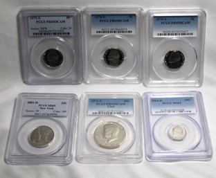 Coin Slab Lot Includes 1964 D Dime Graded