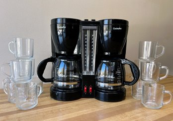 Cucina Pro Double Coffee Pot With  14 French Glass Coffee Mugs