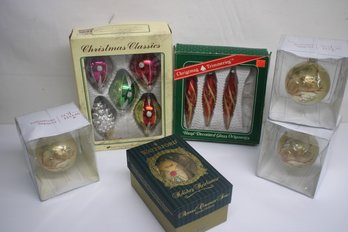 Vintage Lot Of Mercury Glass Ornaments From Waterford, Christmas Classics And More