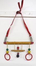 A Vintage Wooden & Rope Baby's Crib Mobile 1950's Or So