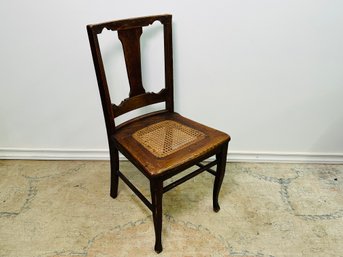 Antique Oak & Cane Chair