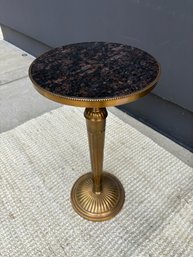 Small Brass & Stone-Topped Drinks Table