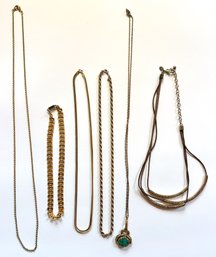 6 Vintage Gold Tone Necklaces