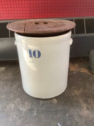 Large #10 Crock With Oversized Lid