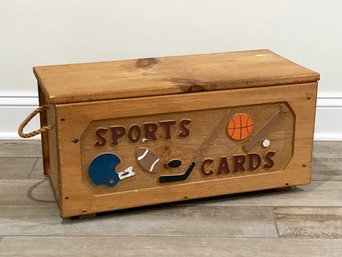 A Carved Wood Sports Cards Box