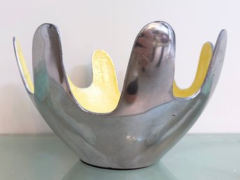 A Vintage Modern Fruit Bowl With Enameled Interior