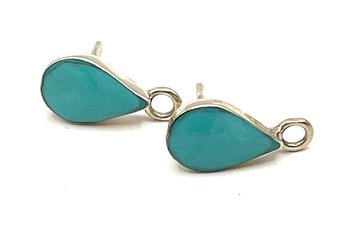Vintage Sterling Silver Turquoise Color Earrings