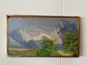 Small Landscape And Clouds Painting 1969