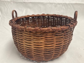 ANTIQUE WOVEN BASKET #11- Smaller Scale Turn Of The Century With Tight Weave