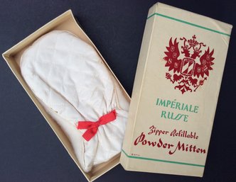 IMPERIALE RUSSE POWDER MITTEN: Vintage Zipper Refillable Glove In Original Box