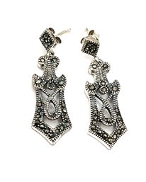 Beautiful Vintage Sterling Silver Marcasite Dangle Earrings