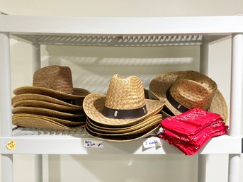A Large Assortment Western Hats And Hankies - Great For A Party!