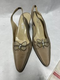 Vintage Pancaldi Made In Italy Satin Butterfly Slingbacks  7.5