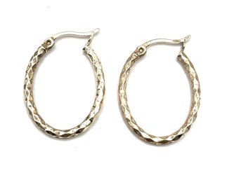 Vintage Sterling Silver Beveled Hoop Earrings