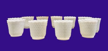 Set Of 11 Nubbed Milk Glass Planters