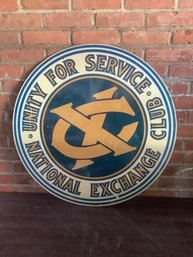 Unity For Service National Exchange Club Enameled Sign