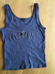 BRANDY MELVILLE, Cotton Knit HAWAII Series Tank Top Shirt, Blue, One Sz.