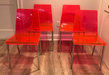 Modern Sleek CB2 Orange/pink Acrylic Vapor Neon Chairs