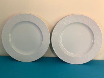 PAIR OF WHITE GLASS PLATES