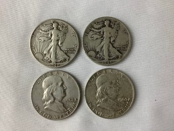 Half Dollar Combo Lot - 4 Coins (See Description) 90 Per Cent Silver