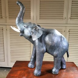 Very Nice Vintage All Leather Elephant - VERY Well Done - Very Nice Decorative Item - Good Detailing !