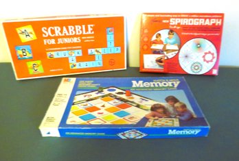 Scrabble Juniors And Spirograph Memory Game Lot