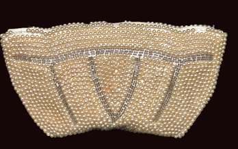 Vintage Beaded Zipper Close Clutch Purse- Japan