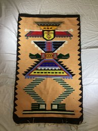 Woven Wall Hanging Rug Tapestry Ecuador Tribal Cool Vintage Bright 41 X 27