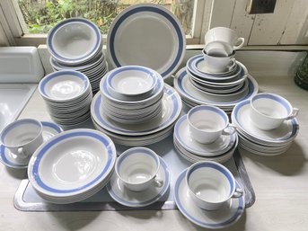Vintage Arabia Of Finland 'Ribbons Blue' Fine Porcelain Set 87 Pieces