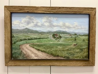 Pastoral Landscape, Keene, NY, Original Oil On Canvas, Bruce K Mitchell, 1974