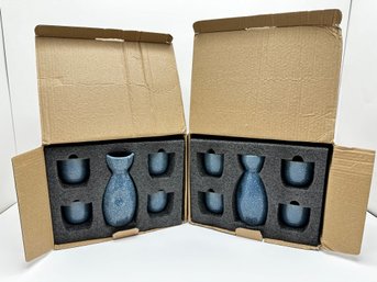2 New In Box Saki Sets Textured Ceramic