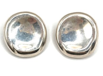 Vintage WEISS Mexican Sterling Silver Concave Clip On Earrings