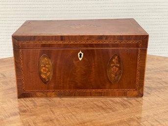 Sheraton Mahogany Inlaid Tea Caddy C. 1790