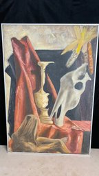 Large Original Mid Century Surrealist Oil On Board Painting