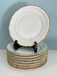 Vintage Wawel Poland Fine China Casa Oro 7' Plates With Embossing & Gold Trim - Set Of 8