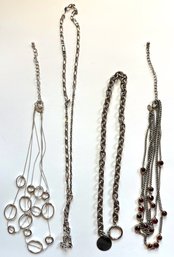 4 Vintage Silver Tone Necklaces