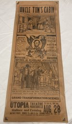 SCARCE Antique Circa 1900 UNCLE TOM'S CABIN Theater Broadside- Fantastic Example