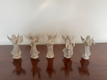 Lot Of 5 Dresden Heavenly White Orchestra Choir Angels Porcelain Figurines